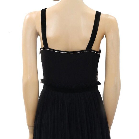 Free People Sequin Beaded Embellished Maxi Gown Dress Wedding Black S New - Picture 4 of 4